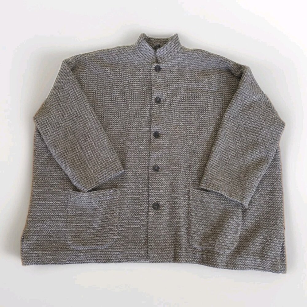 Eskandar Boxy Jacket - Size 1 / L - Brown Wool Blend - Silk Lined - Picture 10 of 15